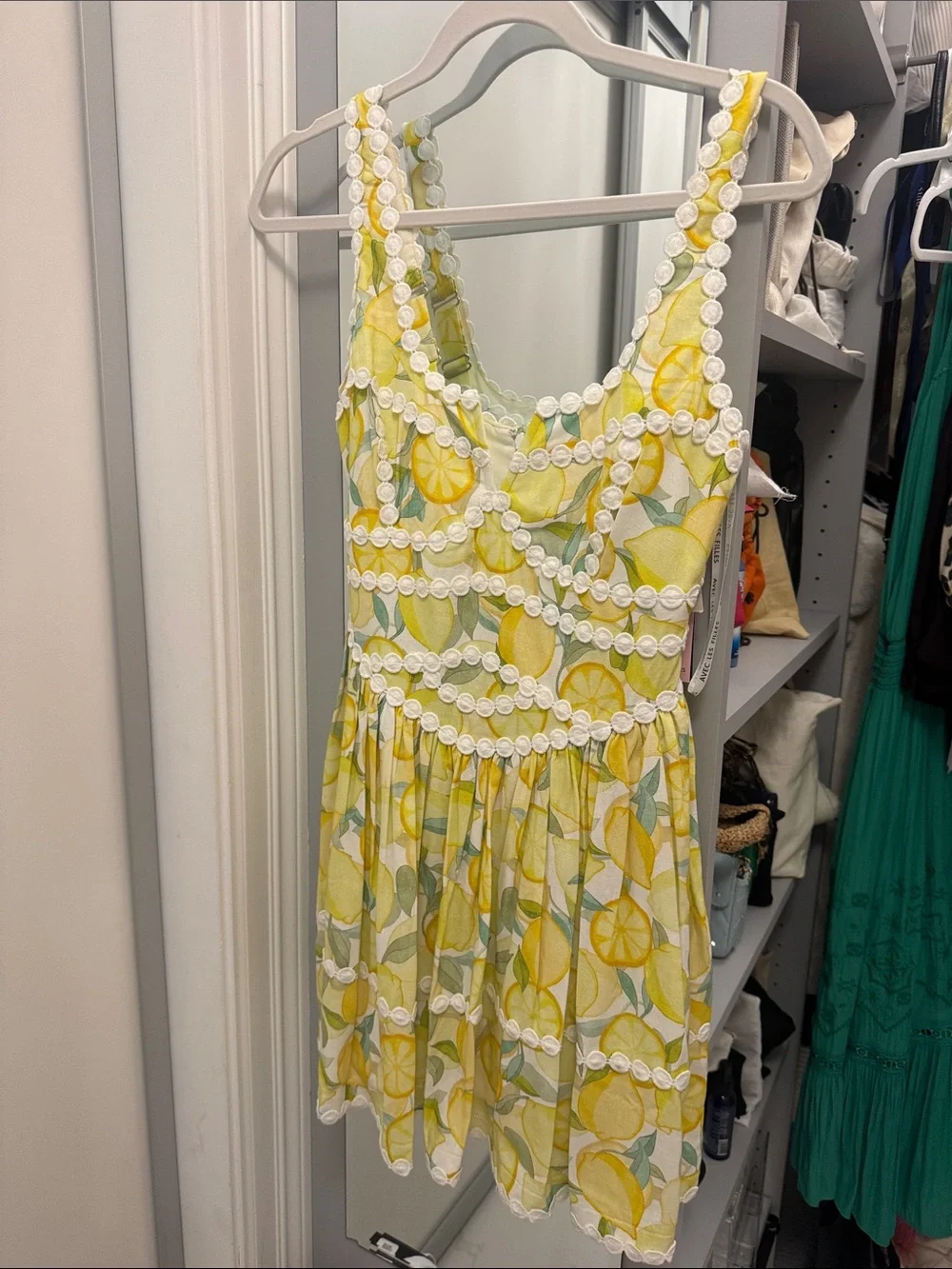 BNWT Avec Les Filles Lemon Print Sundress with White Crochet Trim - Picture 1 of 5